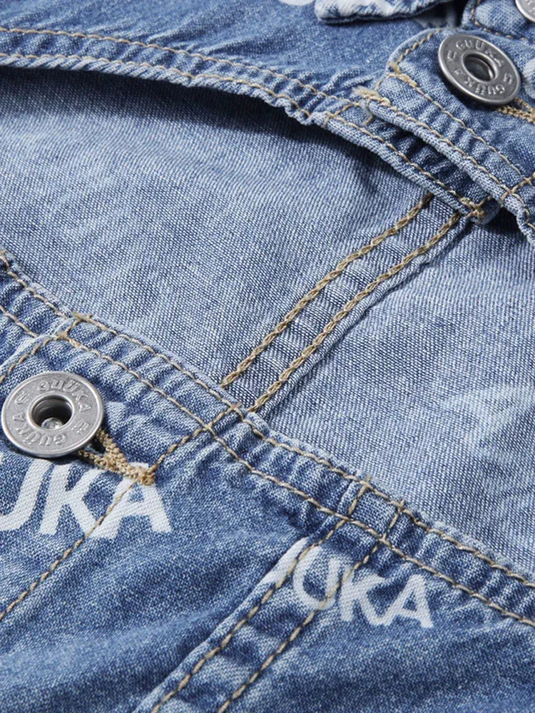 Top Logo Denim Short Polo