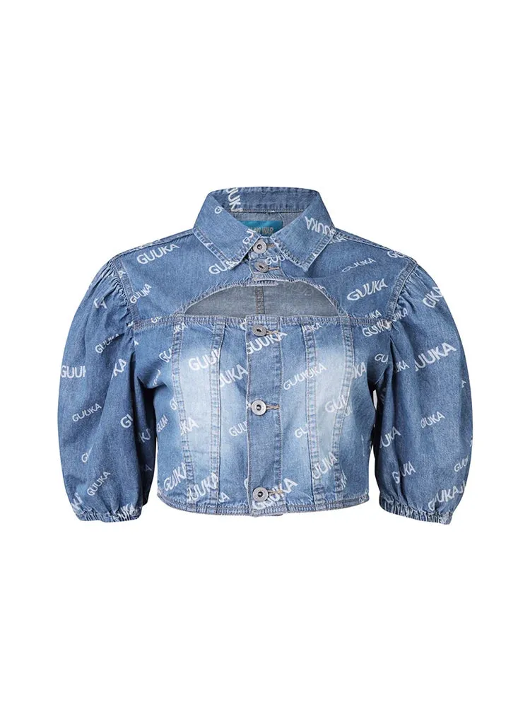 Top Logo Denim Short Polo