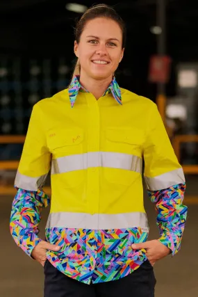 Women's Razzle Dazzle Yellow Day/Night Hi Vis Workshirt